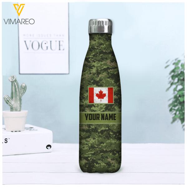 Personalized Canadian Soldier Camo Water Bottle Tumbler NOV-QH05