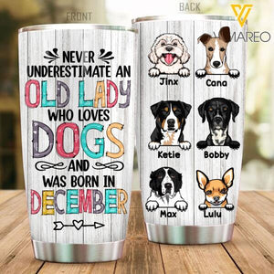 PERSONALIZED DOGS DECEMBER OLD LADY TUMBLER TNDT0811