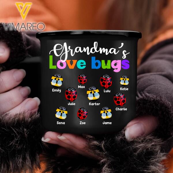 PERSONALIZED GRANDMA'S LOVE BUGS STEEL MUG 12OZ 3D PRINTED NOV-LN11