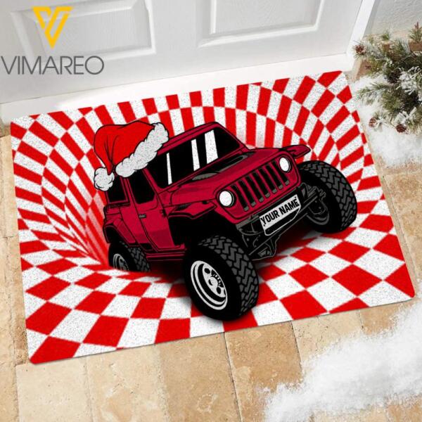 PERSONALIZED JEEP CHRISTMAS DOORMAT TNDT1711