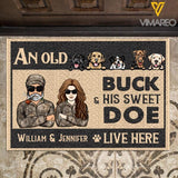 Personalized An Old Buck & His Sweet Doe Live Here Christmas Doormat Printed NOV-LN17