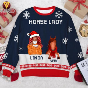 PERSONALIZED HORSE LADY CHRISTMAS SWEATER NOV-DT26