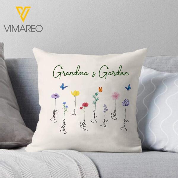 PERSONALIZED GRANDMA'S GARDEN PILLOW PRINTED QTTN0412