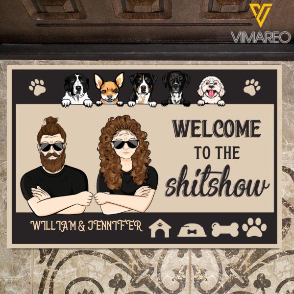 Personalized Welcome To The Shitshow Dog Doormat Printed DEC-MA09