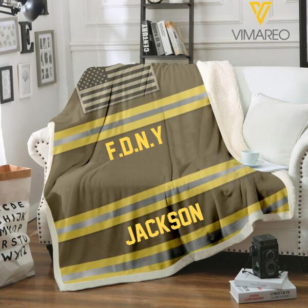 Personalized U.S Firefighter Quilt Blanket Printed  DEC-HQ11