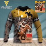 PERSONALIZED HORSE RIDING PHOTO UPLOAD HOODIE 3D PRINTED QTDT1312