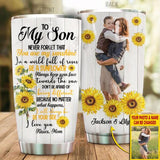 PERSONALIZED TO MY SON SUNSHINE PHOTO UPLOAD TUMBLER TNMA1412