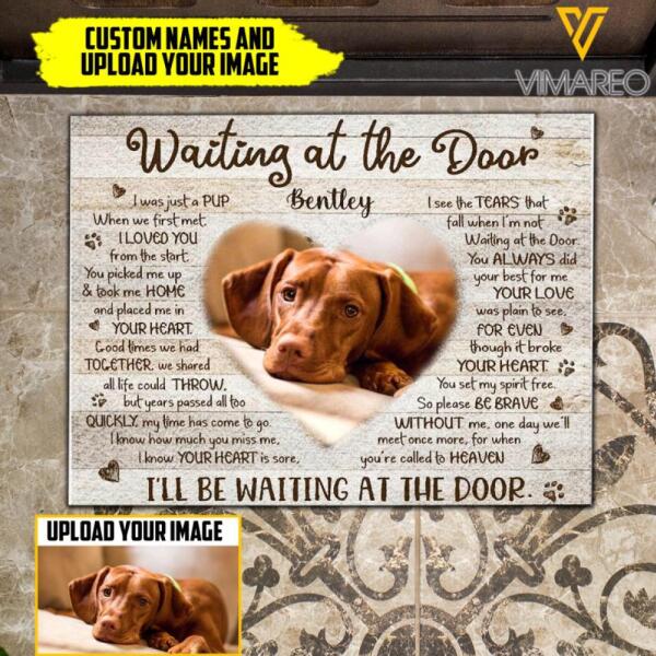 Personalized Dog Waiting At The Door Doormat Printed DEC-MQ22