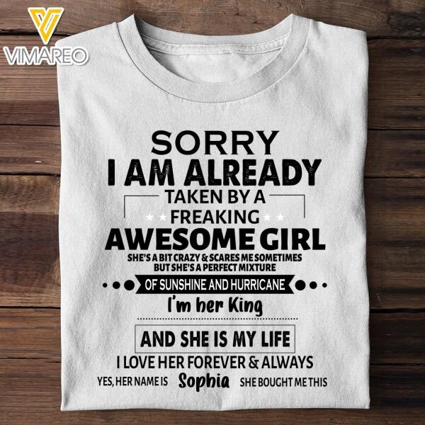 Personalized Taken By A Freaking Awesome Girl Tshirt Printed DEC-MQ23