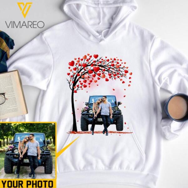 PERSONALIZED JEEP COUPLE VALENTINE GIFT WHITE TSHIRT / HOODIE QTVQ2712