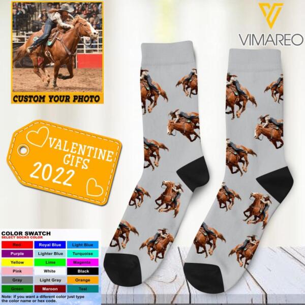 Personalized Horse Crew Socks Printed DEC-LN30