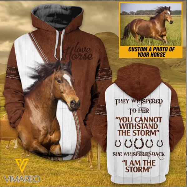 PERSONALIZED HORSE STORM PHOTO UPLOAD HOODIE 3D PRINTED QTDT3112