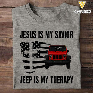 PERSONALIZED JEEP IS MY THERAPY GREY TSHIRT TNVQ0301