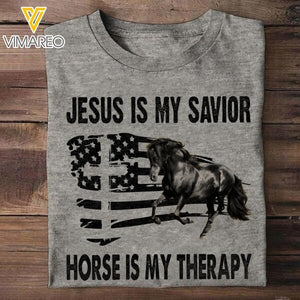 PERSONALIZED HORSE IS MY THERAPY GREY TSHIRT TNMQ0501