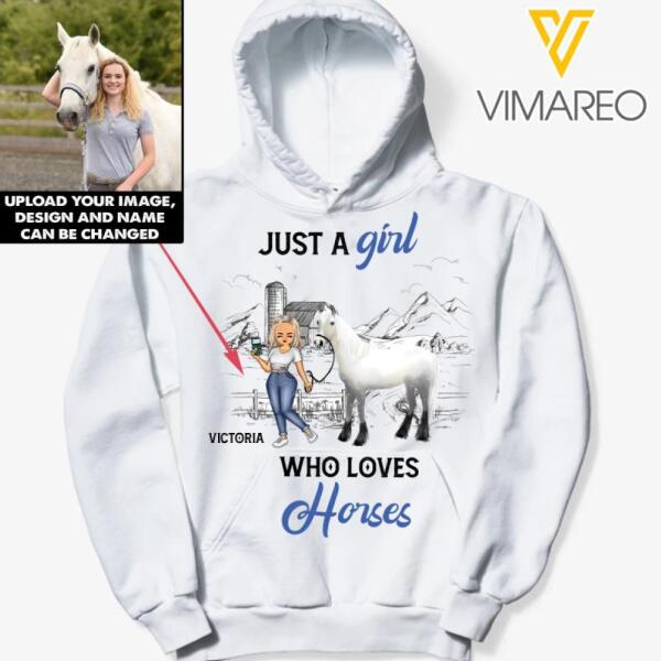 Personalized Just A Girl Who Loves Horse Hoodie Printed 22JAN-HC06