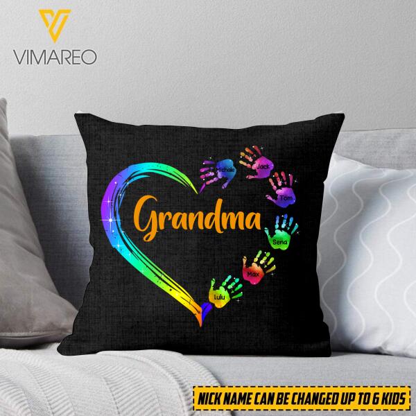 PERSONALIZED GRANDMA WITH KIDS PILLOW PRINTED MTMQ1101