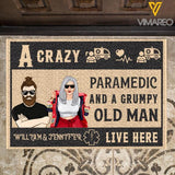 Personalized A Crazy Paramedic And A Grumpy Old Man Live Here Doormat Printed 22JAN-HC11