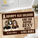 Personalized A Grumpy Soldier And His Supper Sexy Wife Live Here Doormat Printed 22JAN-QH19