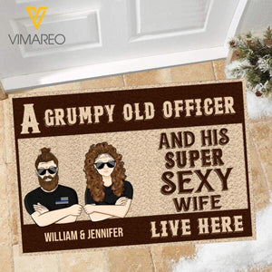 Personalized A Grumpy Officer And His Supper Sexy Wife Live Here Doormat Printed 22JAN-QH19