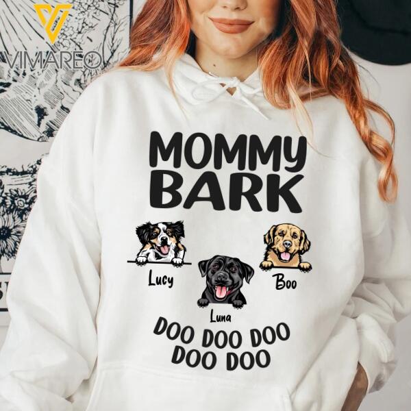 PERSONALIZED MOMMY BARK DOO DOO DOO WHITE TSHIRT / HOODIE 22FEB-HC07