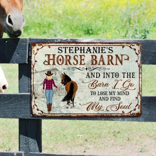 PERSONALIZED INTO THE HORSE BARN MENTAL SIGN TNDT0802