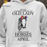 PERSONALIZED OLD LADY LOVES HORSE AND WAS BORN IN APRRIL HOODIE TNTN1102