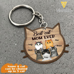 PERSONALIZED BEST CAT DAD/ MOM EVER KEYCHAIN 22FEB-LN15