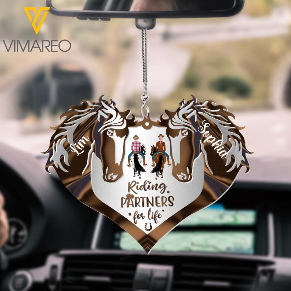 PERSONALIZED HORSE RIDING PARTNERS FOR LIFE CAR HANGING ORNAMENT QTDT2402