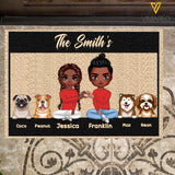 PERSONALIZED COUPLE FAMILY LOVE DOGS DOORMAT PRINTED 22FEB-HQ25