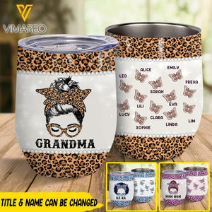 Personalized Grandma Leopard Wine Tumbler Printed 22FEB-LN28