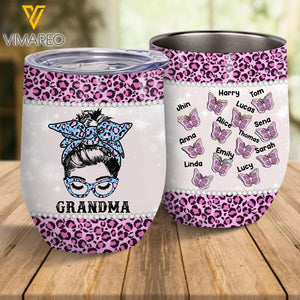 Personalized Grandma Leopard Wine Tumbler Printed 22FEB-LN28