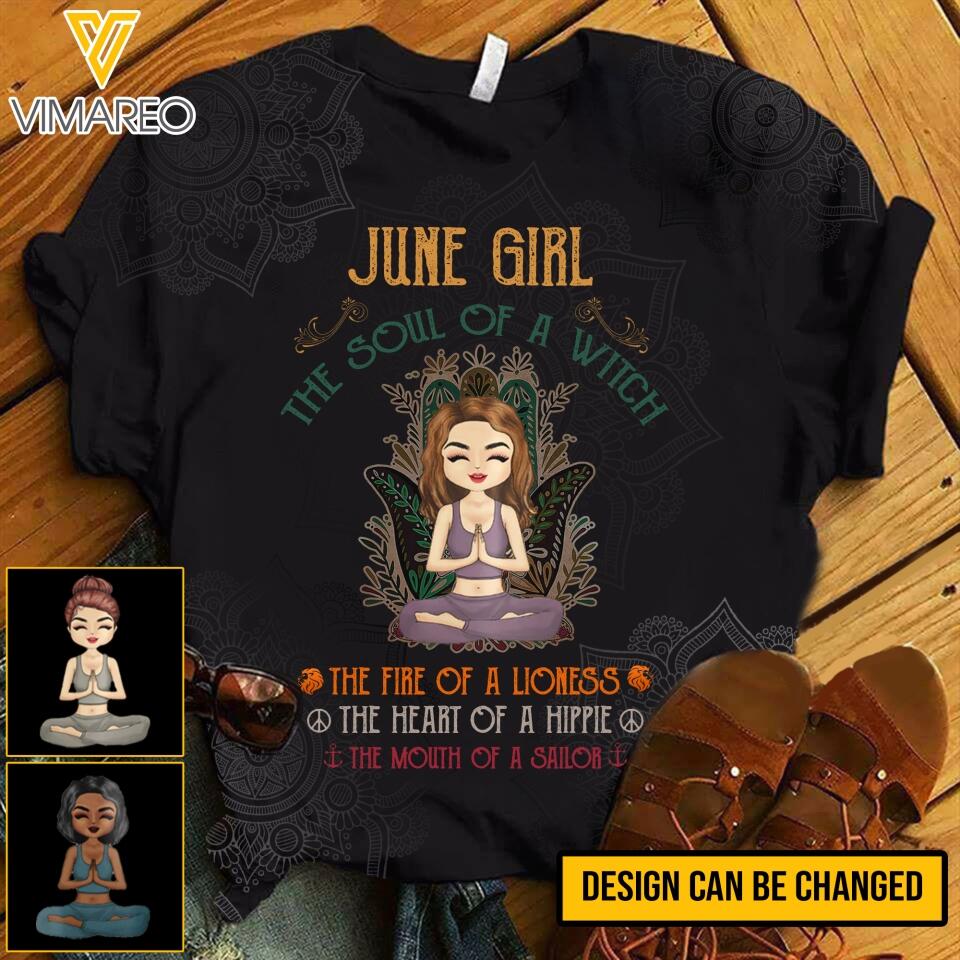 PERSONALIZED JUNE YOGA GIRL TSHIRT QTHC0303