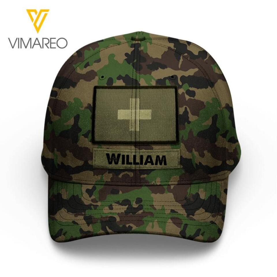 Personalized Swiss Soldier/Veterans Camo Peaked Cap 22MAR-LN04