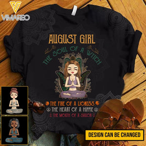 PERSONALIZED AUGUST YOGA GIRL TSHIRT QTHC0303