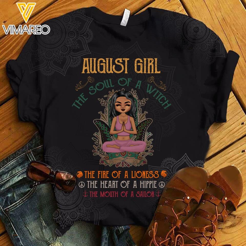 PERSONALIZED AUGUST YOGA GIRL TSHIRT QTHC0303