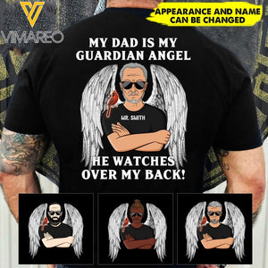 PERSONALIZED MY DAD IS MY GUARDIAN ANGEL BLACK TSHIRT 22MAR-HC07