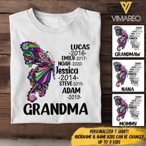 Personalized Grandma Kid Butterfly Tshirt Printed 22MAR-DT07