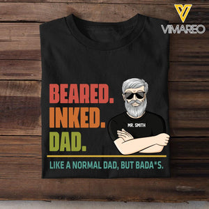 Personalized Bearded Inked Dad Father's Day Tshirt Printed 22MAR-MQ08