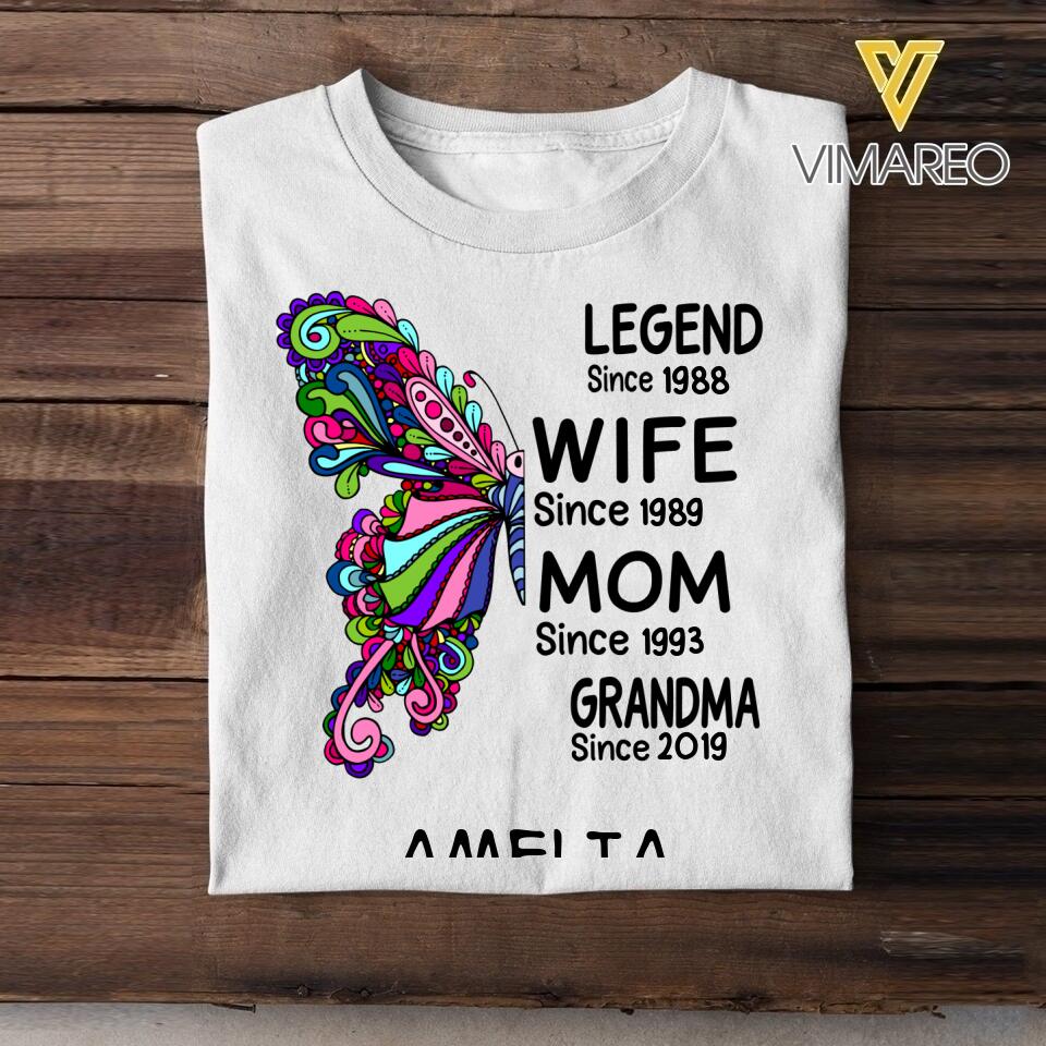 Personalized Grandma Butterfly Tshirt Printed 22MAR-MQ07