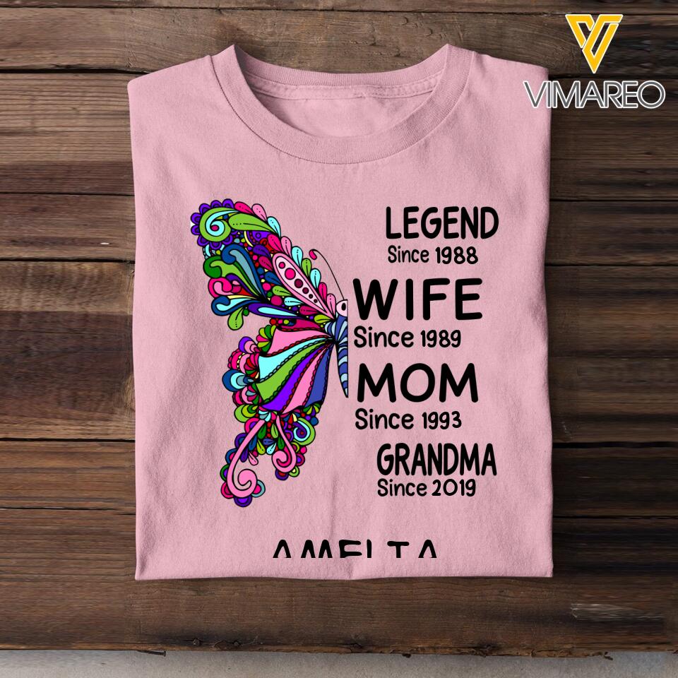 Personalized Grandma Butterfly Tshirt Printed 22MAR-MQ07