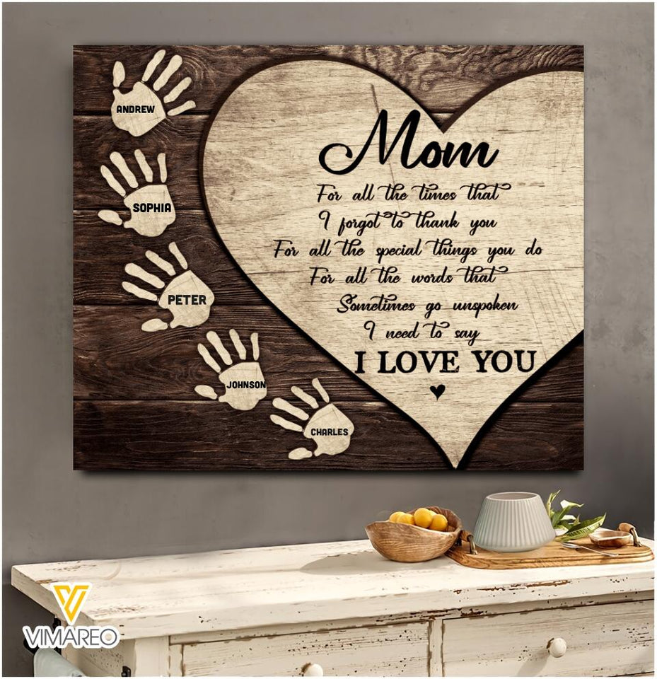 PERSONALIZED MOM I LOVE YOU KID NAME CANVAS QTVQ0903