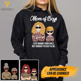 PERSONALIZED MOM OF BOYS LES DRAMA THAN GIRLS BUT HARDER TO KEEP ALIVE TSHIRT OR HOODIE QTDT1003