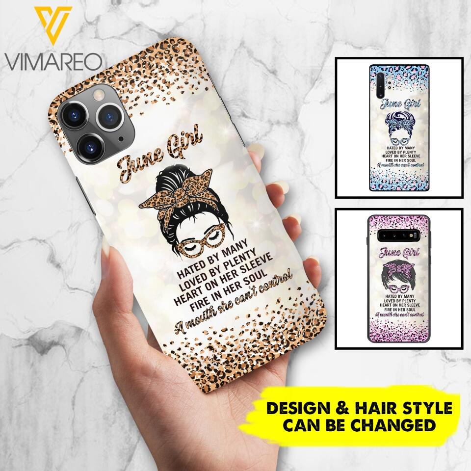 PERSONALIZED JUNE GIRL A MOUTH SHE CAN'T CONTROL PHONECASE QTHC1003