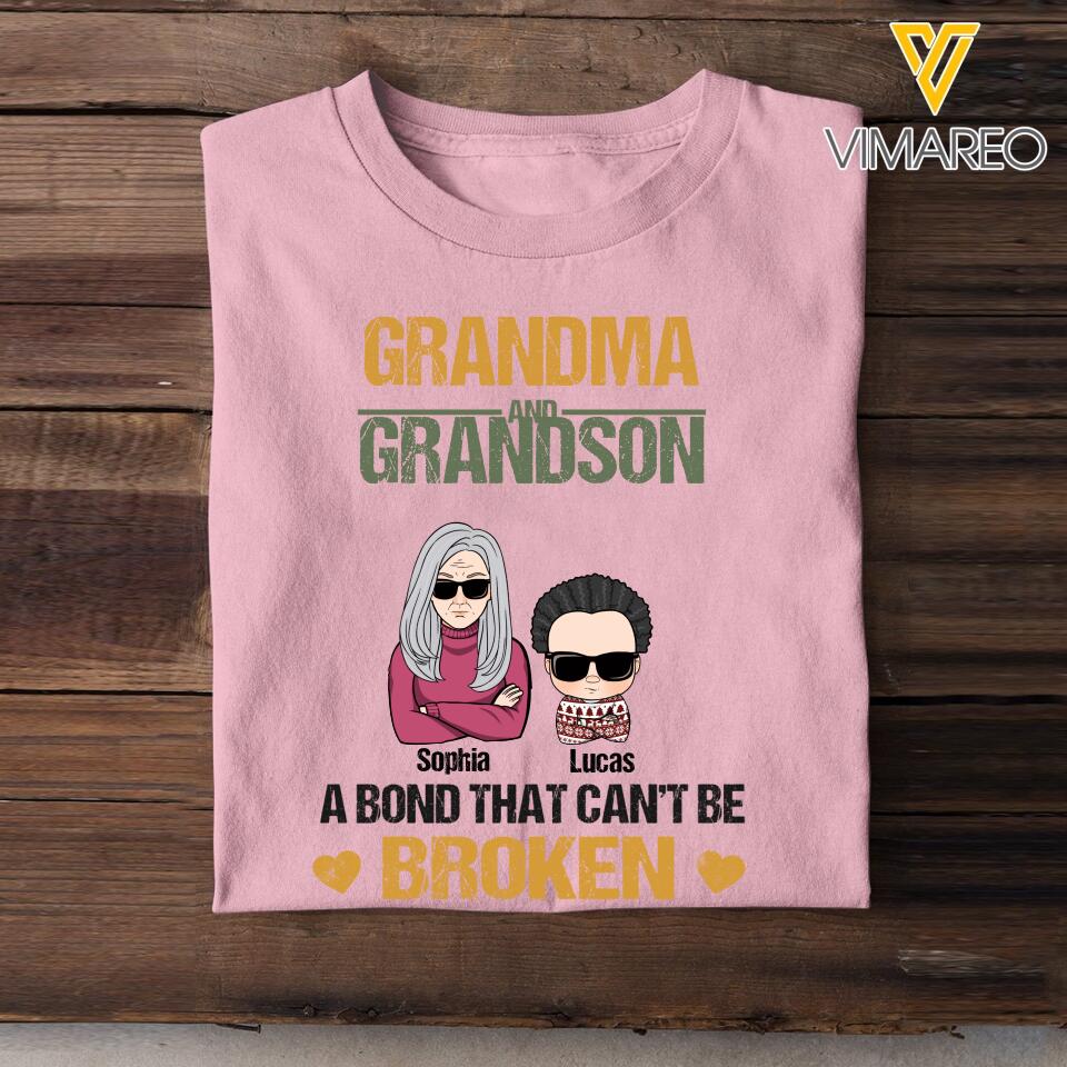 Personalized Grandma And Grandson A Bond That Can't Be Broken Tshirt Printed 22MAR-HC11