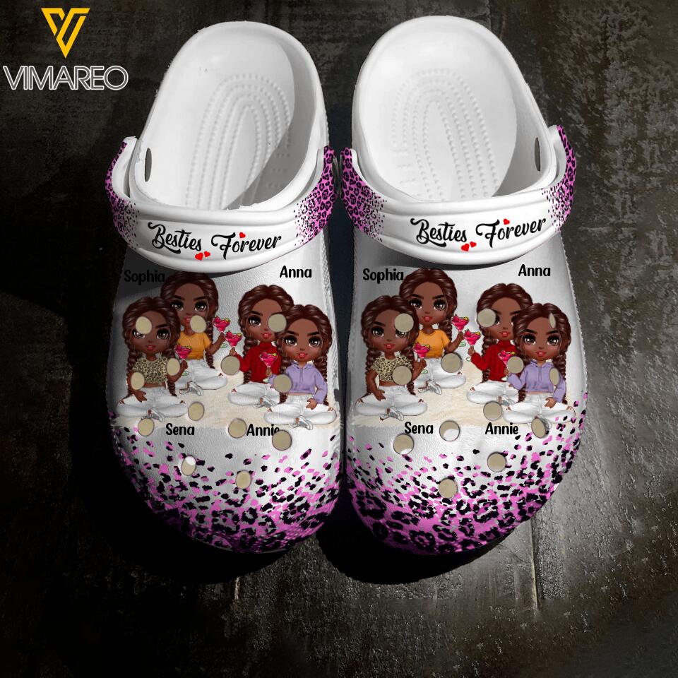 Personalized Besties Forever Clog Slipper Shoes Printed 22MAR-DT14