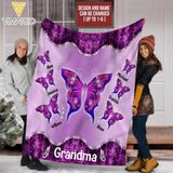 PERSONALIZED GRANDMA KID NAME BUTTERFLY QUILT BLANKET PRINTED QTTQ1803