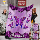 PERSONALIZED GRANDMA KID NAME BUTTERFLY QUILT BLANKET PRINTED QTTQ1803