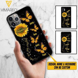 PERSONALIZED GRANDMA SUNFLOWER KID BUTTERFLY DRAGONFLY PHONECASE QTVQ1903