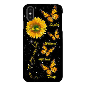 PERSONALIZED GRANDMA SUNFLOWER KID BUTTERFLY DRAGONFLY PHONECASE QTVQ1903