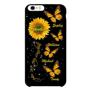 PERSONALIZED GRANDMA SUNFLOWER KID BUTTERFLY DRAGONFLY PHONECASE QTVQ1903